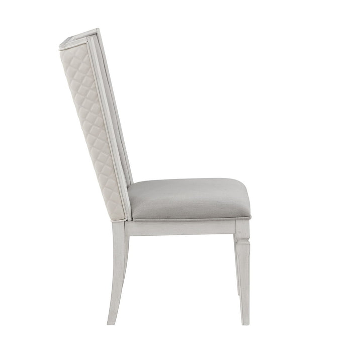 Acme Katia Side Chair (Set of 2) Light Gray Linen & Weathered White Finish