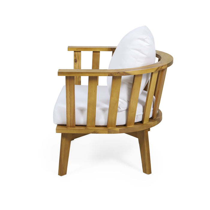Outdoor Club Chair With Curved Backrest And Frame - White
