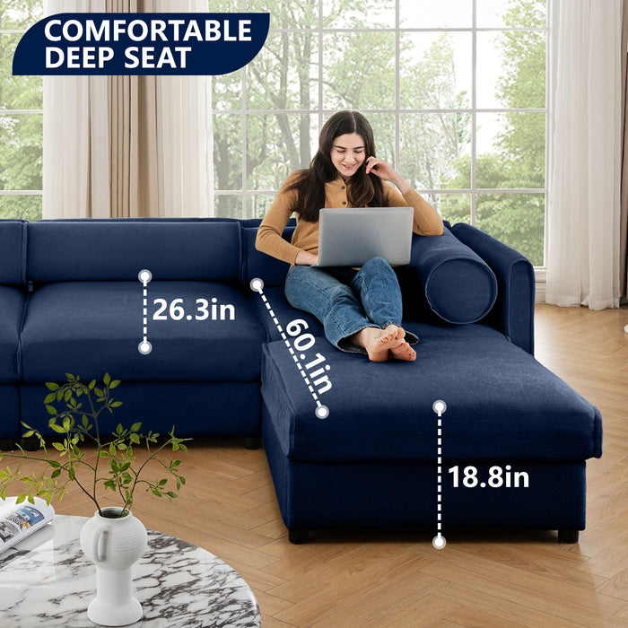 Contemporary Elegant Sofa With Storage And Ottoman