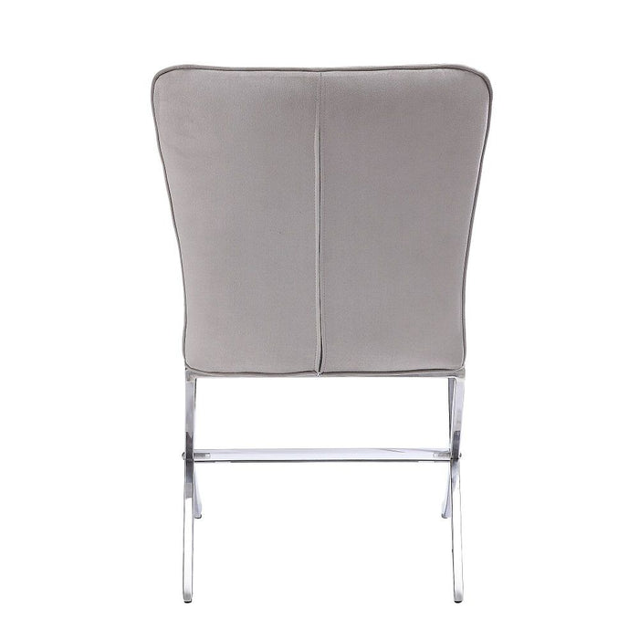 Daire - Side Chair (Set of 2) - Light Gray Velvet & Chrome