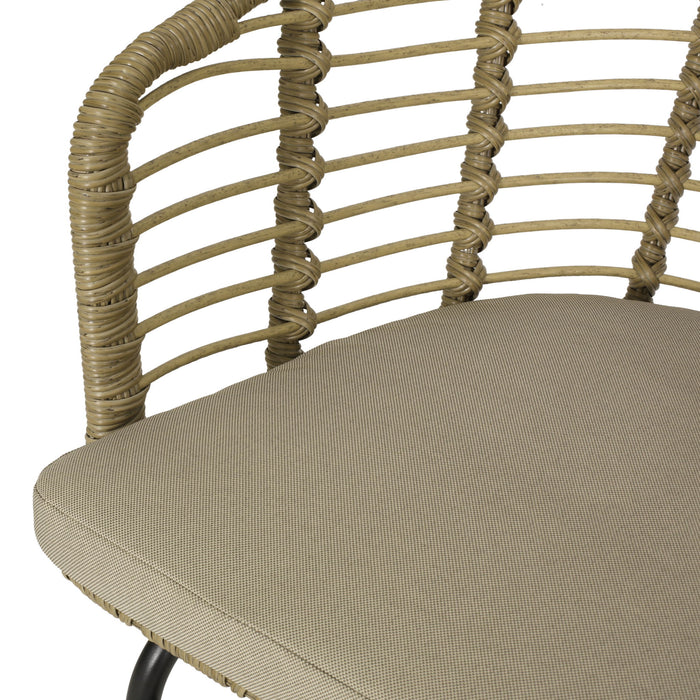 Randy - Modern Wicker Chair With Water Resistant Cushions - Brown / Beige