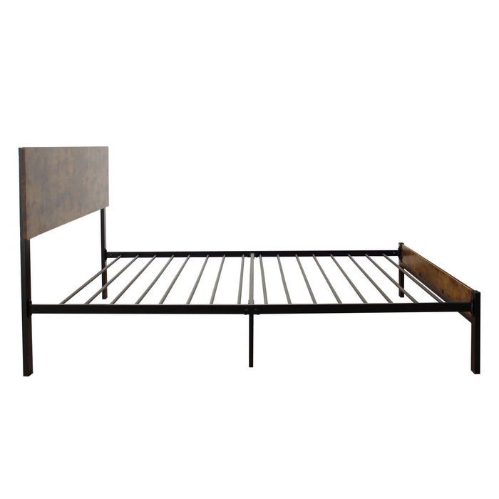 Modern Twin Size Metal Bed Frame Sturdy System Metal & Wood - Black