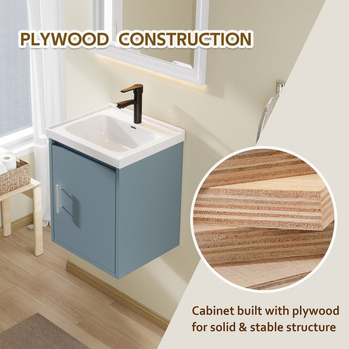 Floating Bathroom Vanity Combo, Wall Mounted Cabinet With Sink & Soft Close Doors For Small Bathrooms
