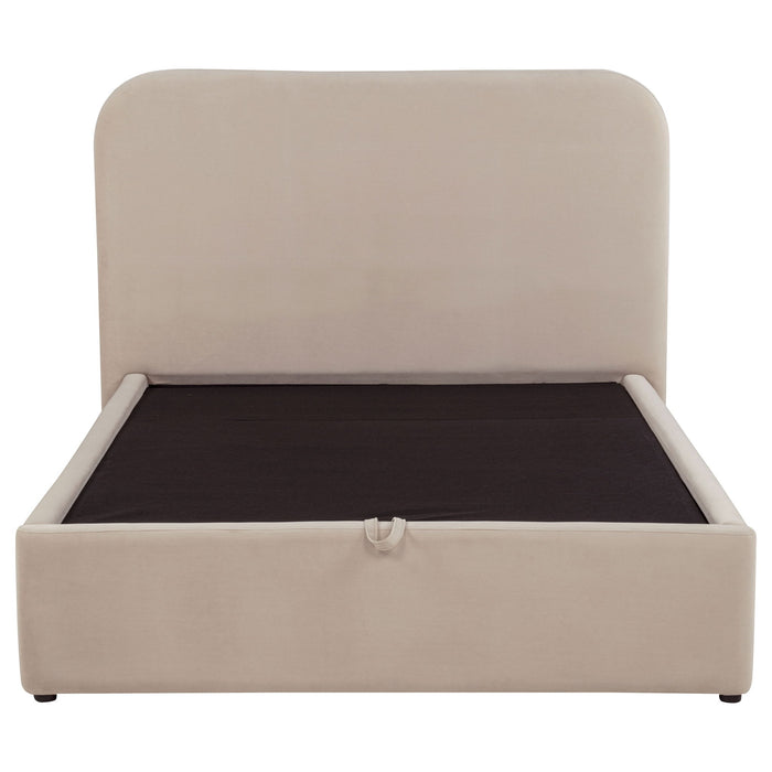 Anders Upholstered Full Storage Lift Platform Bed Beige