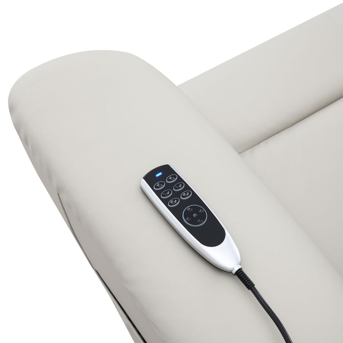 Marsha - Silicone Synthetic Leather Power Motion Recliner With Lift Heating Massage Chair - Light Gray