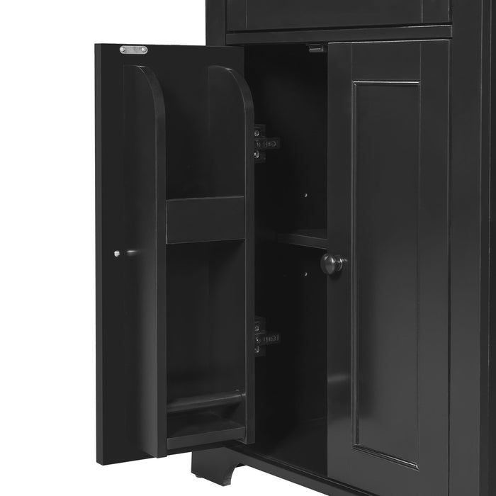 Bathroom Storage Cabinet, Adjustable Shelves & Drawer, Freestanding Linen Tower