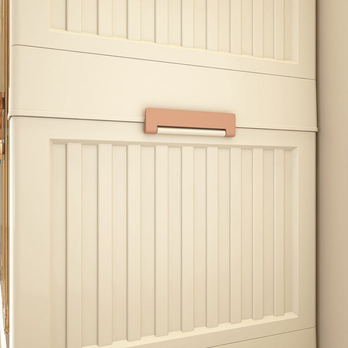 Portable Wardrobe Closet Storage Organizer With 9 Magnetic Doors - Cream White