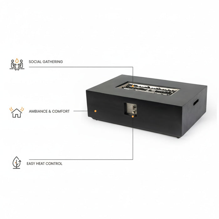 Propane / Natural Gas Fire Pit Table, 50,000 BTU - Charcoal