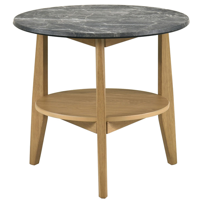 Bradley 2-Piece Round SmartTop Coffee Table Set Grey and Natural