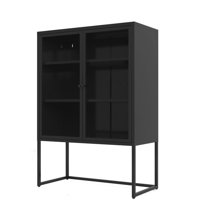Storage Cabinet With 2 Mesh Doors - Black