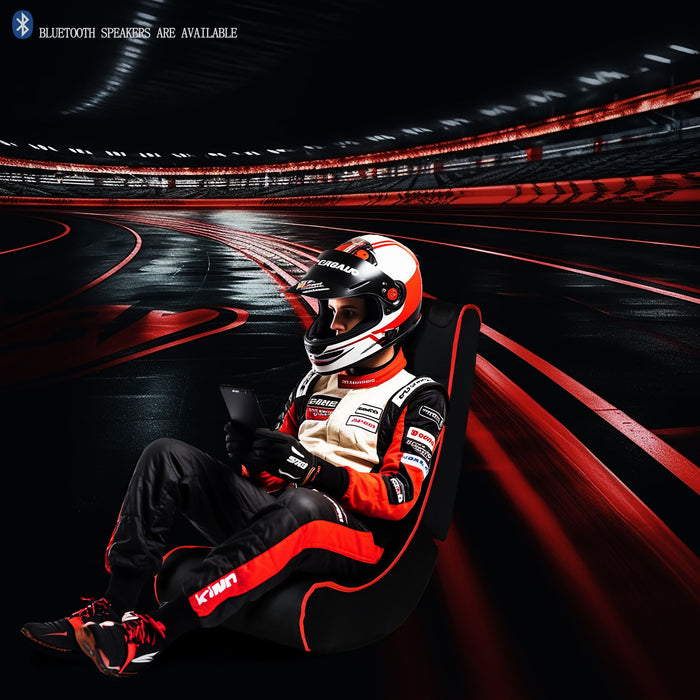 Foldable Gaming Chair With Onboard Speakers, Bluetooth Connection - Black / Red