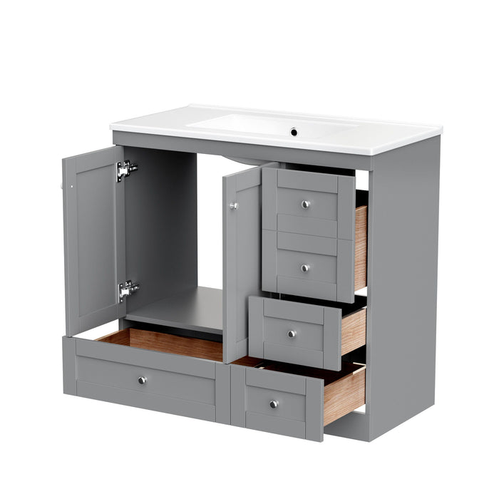 Shaker Free Standing Bathroom Vanity Cabinet With Sink, Soft Close Drawers, Soft Close Doors