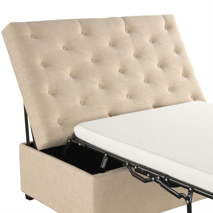 Convertible Folding Sofa Bed Ottoman With Memory Mattress And Tufted Design