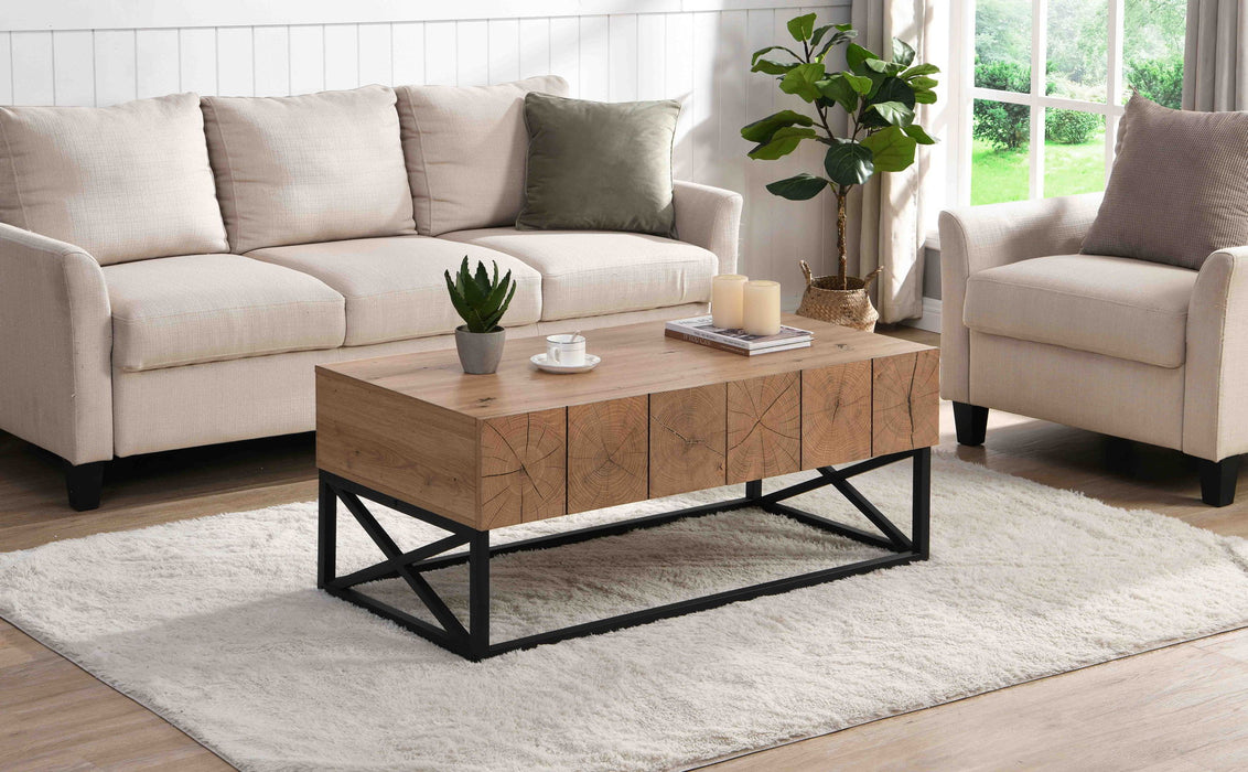 43.31'' Luxury Coffee Table With Two Drawers, Industrial Coffee Table For Living Room, Bedroom & Office
