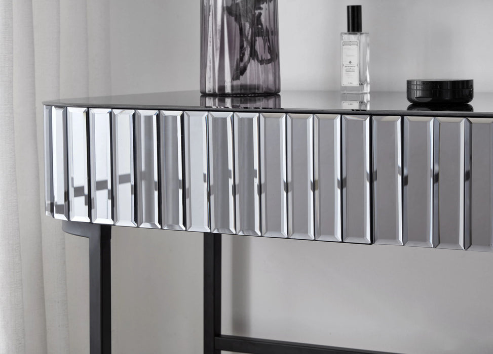 Mirrored Makeup Vanity Table With Stainless Steel Base And 2 Drawers