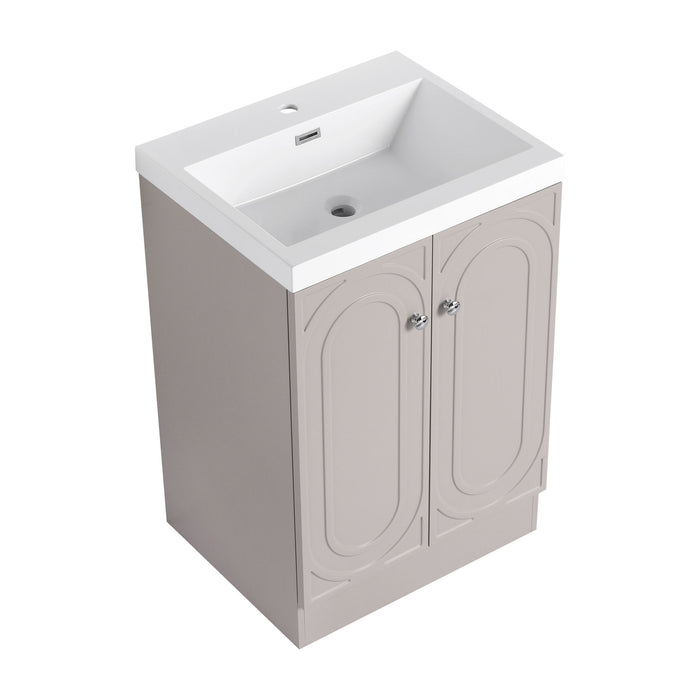 Contemporary Freestanding Bathroom Vanity With Resin Sink & Soft-Close Cabinet Doors