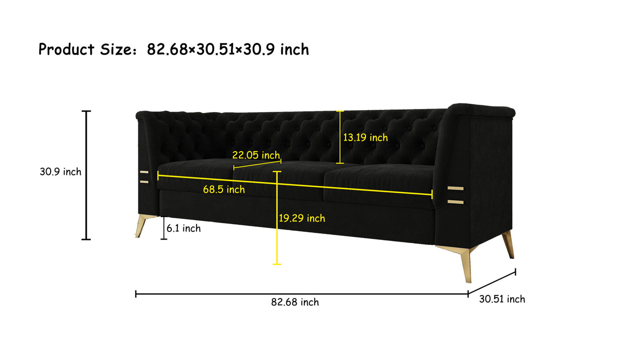 Luxurious Sofa With Legs, Modern Chesterfield Design, Tufted Upholstery, 3 Seat Couch For Living Room And Office