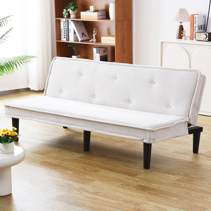 Versatile Corduroy Sofa Bed With Solid Wood Frame