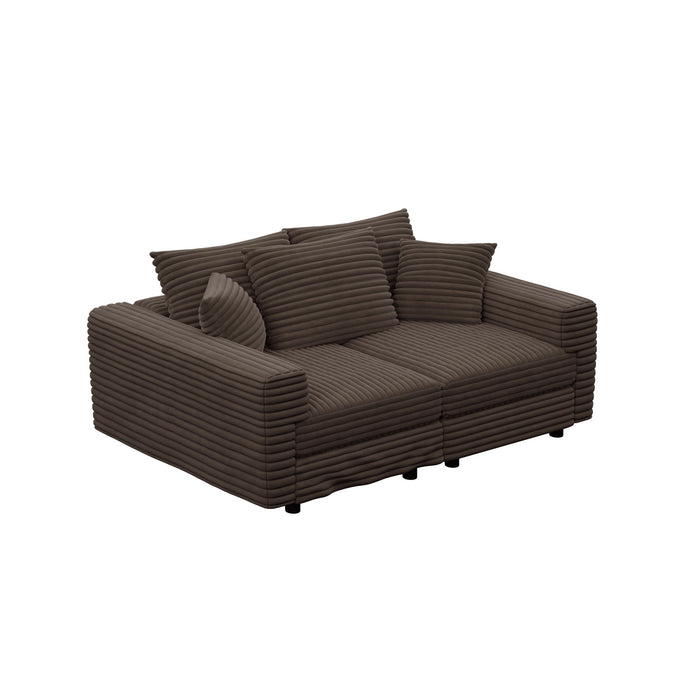 Plush Corduroy 4 Seat Sofa, Modern Comfy Upholstered Sofa Cloud Couch, Deep Seat Couches With Soft Pillows