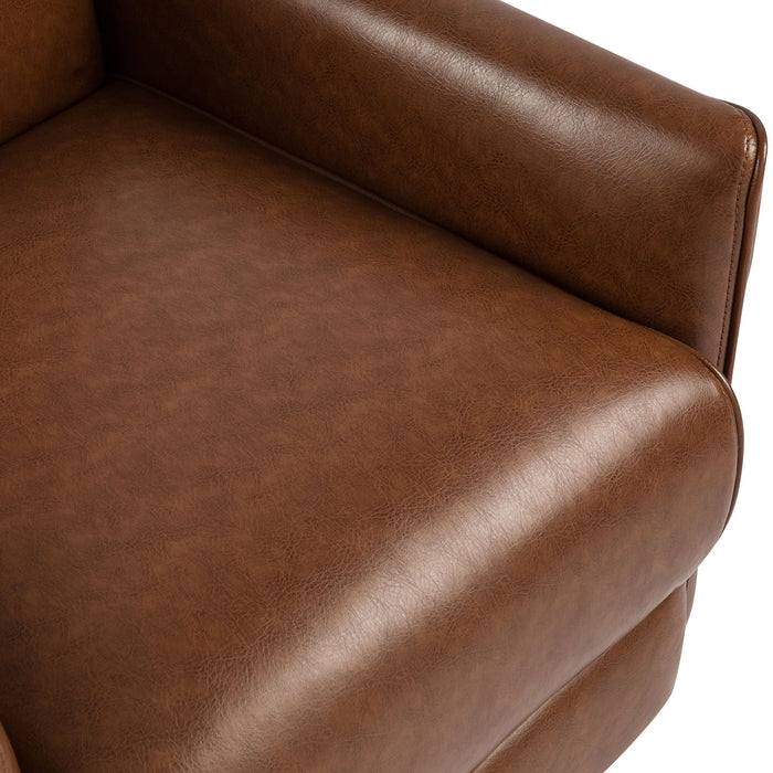 Upholstered Push Recliner Chair With Rubber Wood Legs For Living Room