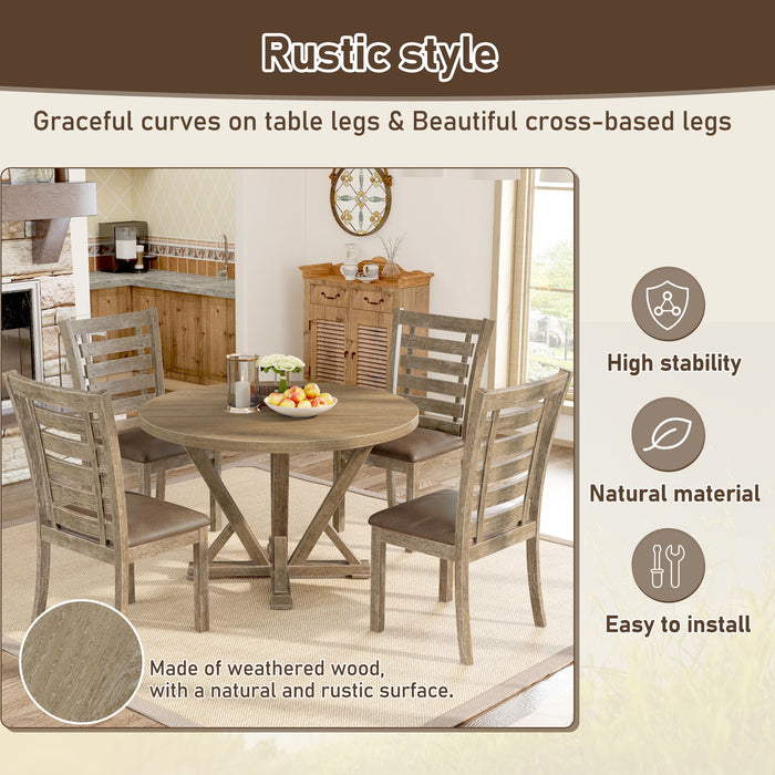 Dining Chairs Modern Farmhouse Rustic Look Distressed Design Ladderback Solid Wood (Set of 2) - Grayish Brown