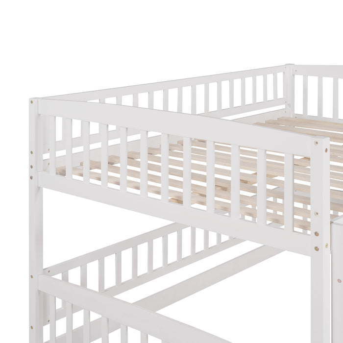 Low Bunk Bed With Slide, Fence And Ladder