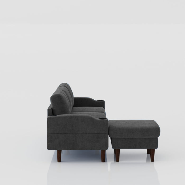 3 Seater Convertible Combination L Shaped Sofa With Footstools With Storage