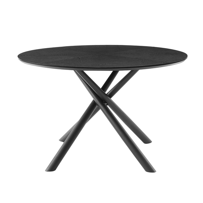 Round MDF Coffee Table End Table Short Leisure Tea Table Cross Legs Metal Base, Easy To Assemble, Black