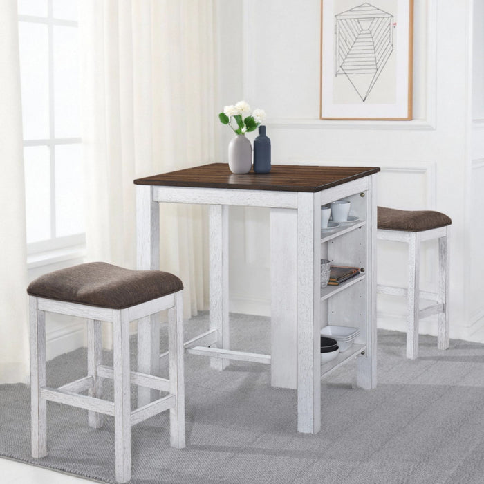 3 Pieces Counter Set Storage Space For Small Space Modern Farmhouse Design Retro Design Easy To Assembly - Antique Dark Oak / Antique White