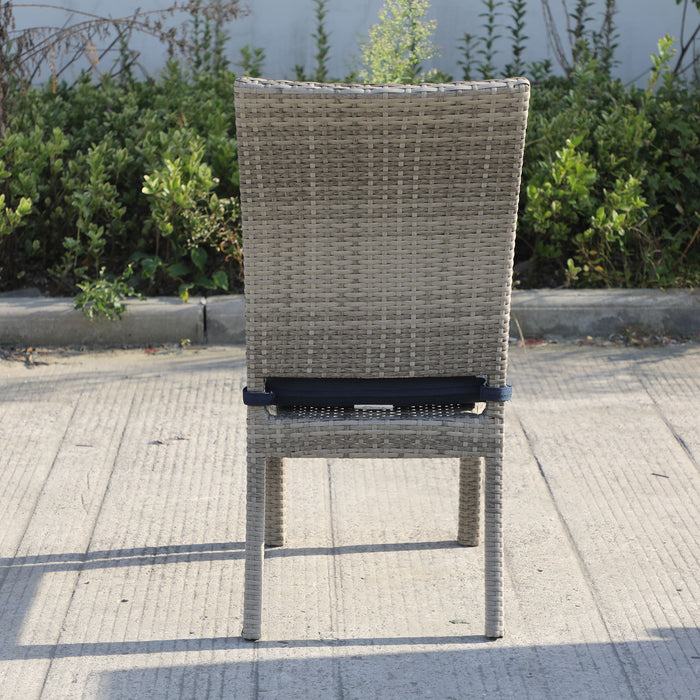 Balcones Outdoor Wicker Dining Chairs With Cushions, (Set of 8) Gray / Navy