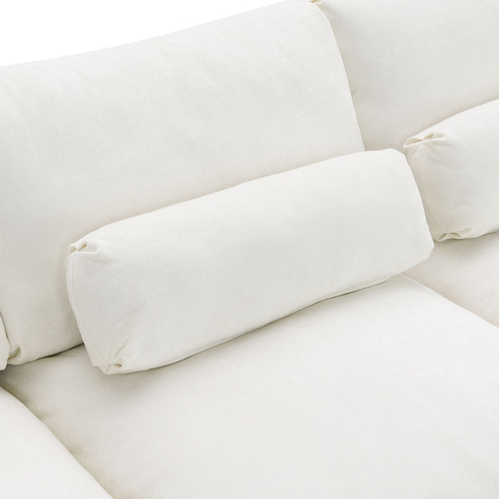 Modular Sectional With Storage Pockets, 5 Seat U Shaped Couch Set With Pillows, Free Combination Modern Cloud Sofa With 2 Movable Ottoman