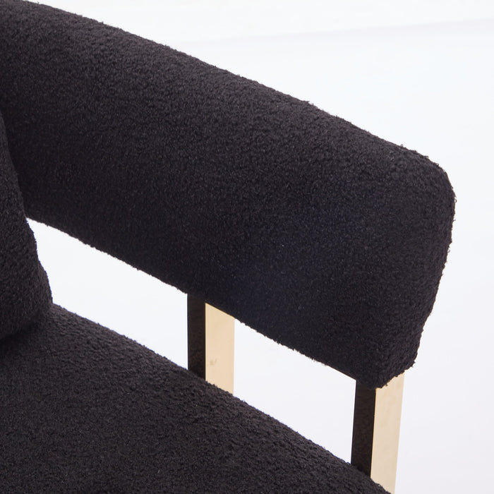 Modern Decorative Chair Teddy Fleece Upholstered And Metal Foot