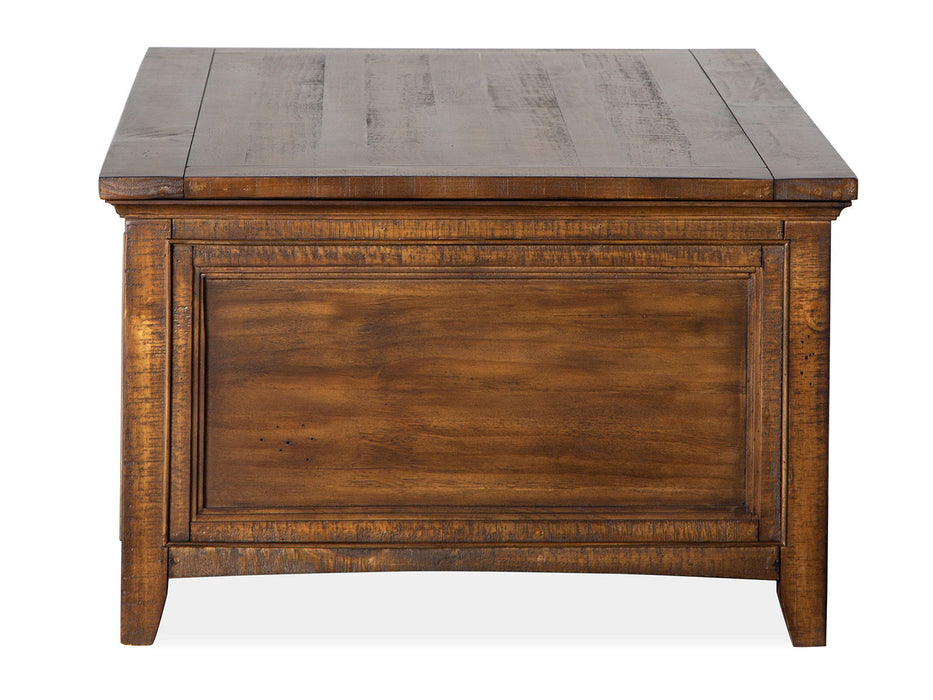 Bay Creek - Lift Top Storage Cocktail Table With Casters - Toasted Nutmeg