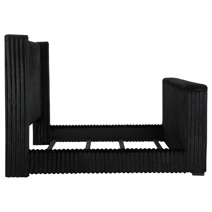 Centergrove Upholstered California King Wingback TV Bed Black