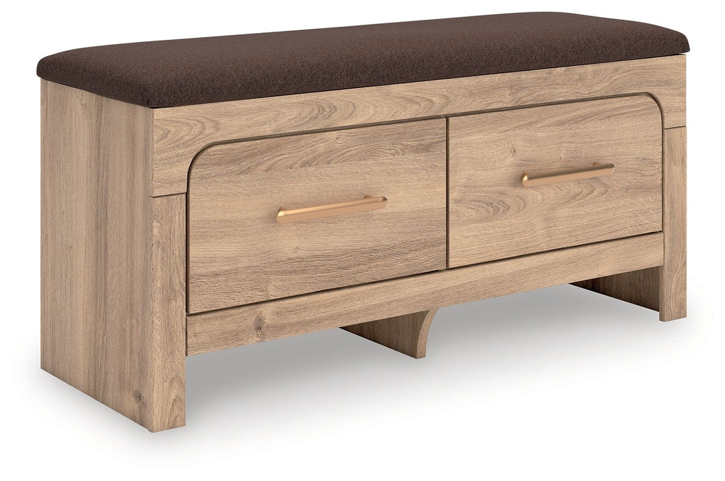 Kinlanni - Bedroom Upholstered Storage Bench - Tan / Brown