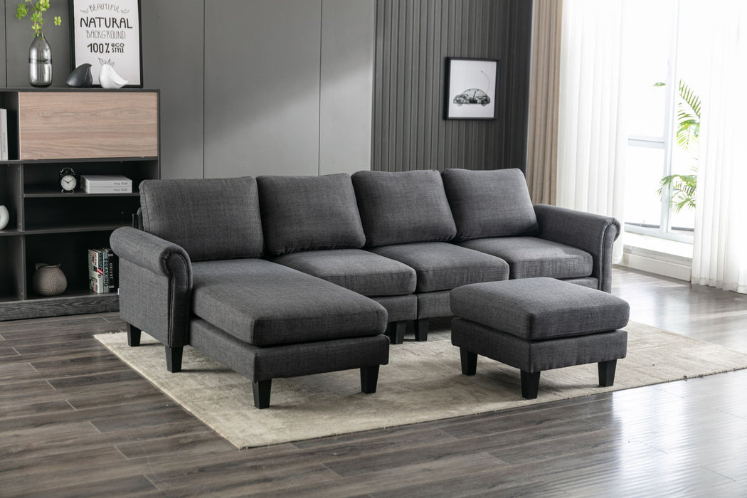Coolmore Accent Sofa / Living Room Sofa Sectional Sofa - Charcoal Gray - Fabric