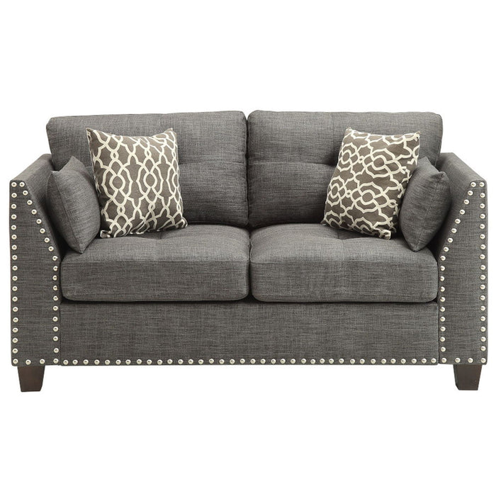 Laurissa - Loveseat With 4 Pillows - Light Charcoal Linen