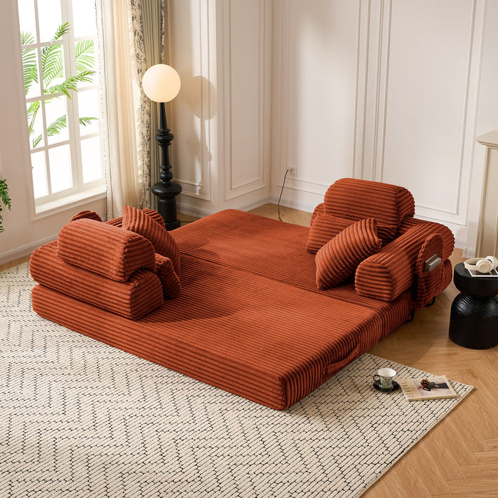 Convertible Sleeper Sofa With & Side Storage Pocket, Foldable Upholstered Couch For Living Room