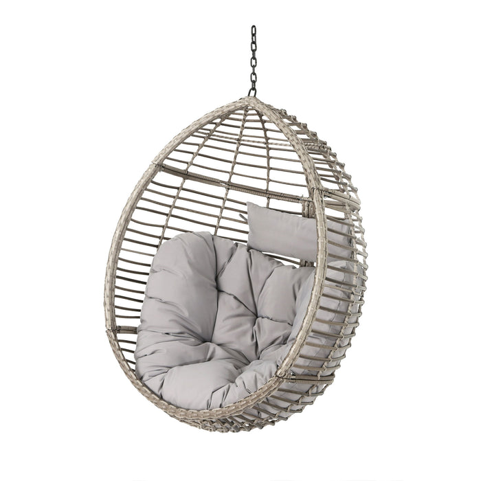 Hanging Basket Chair With Metal Frame And Seat Cushion