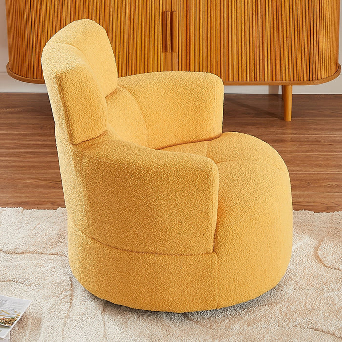 360° Swivel Chair Upholstered Accent Barrel Chair With Adjustable Headrest