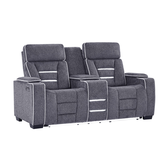 Austin - 3 Piece Reclining Sofa And Loveseat With Storage Arms - Gray