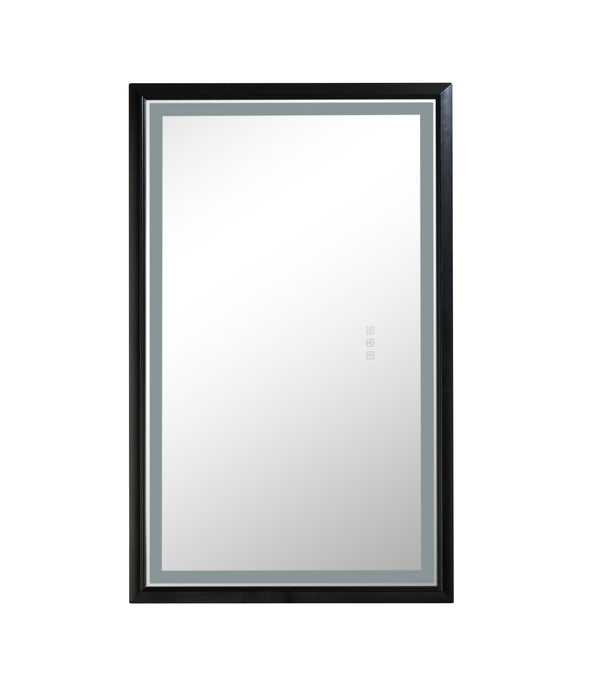 Oversized Rectangular Black Framed LED Mirror Anti - Fog Dimmable Wall Mount Bathroom Vanity Mirror