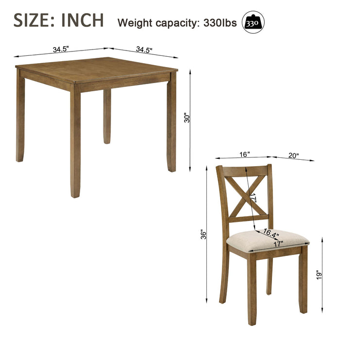 5 Piece Counter Height Dining Table Set With 4 Chairs