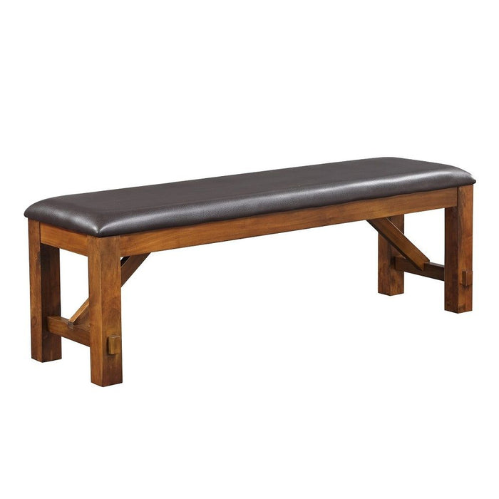 Apollo - Bench - Espresso Synthetic Leather & Walnut