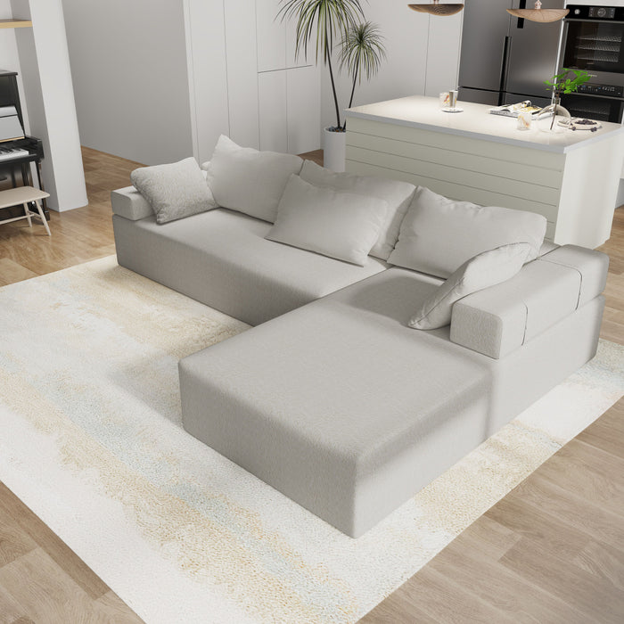 Modern Upholstered Sectional Sofa Couch Set, Modular 108" L Shaped Sectional Living Room Sofa Set With 6 Pillows, Free Combination Sofa Couch For Living Room, Bedroom - Ivory