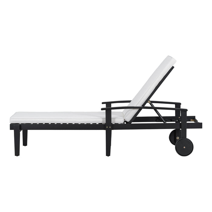 Jason - Black Chaise Lounge Adjustable Acacia Wood Outdoor Furniture
