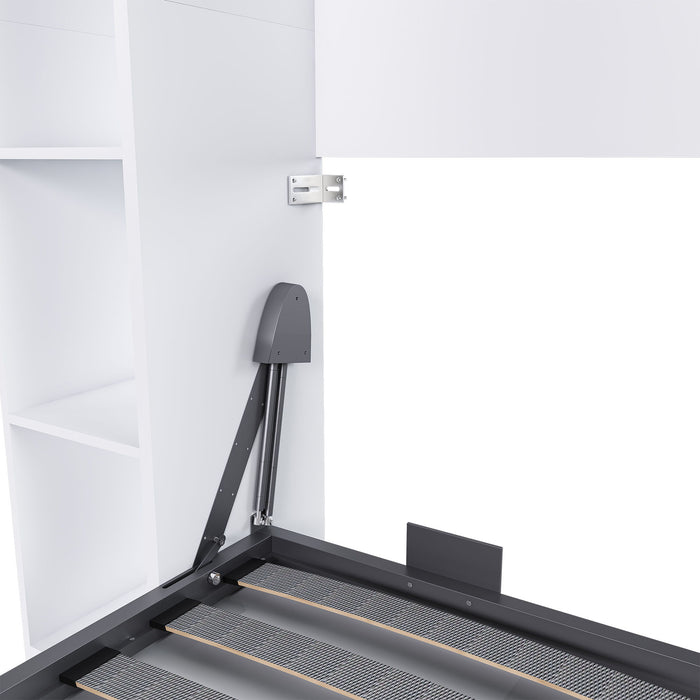 Queen Murphy Bed With Storage Cabinet - White