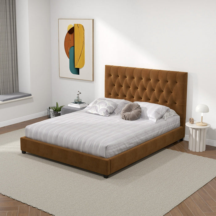 Donald - Mid-Century Modern Upholstered Platform Bed