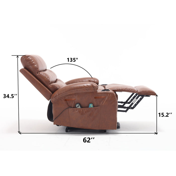 Large Size Electric Power Lift Recliner Chair Sofa With 8 Point Vibration Massage And Lumbar Heat