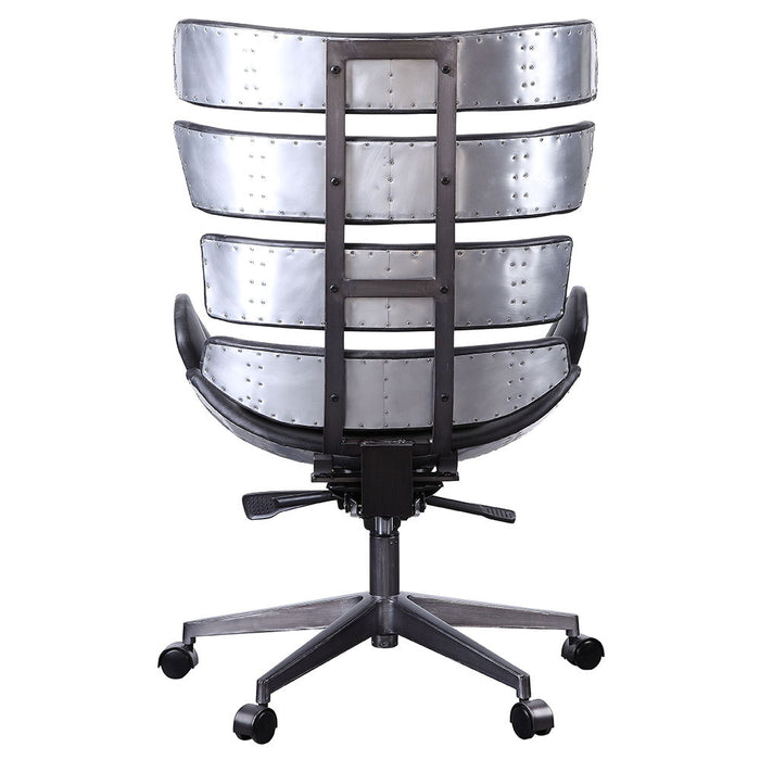 Megan - Office Chair - Vintage Black Top Grain Leather & Aluminum